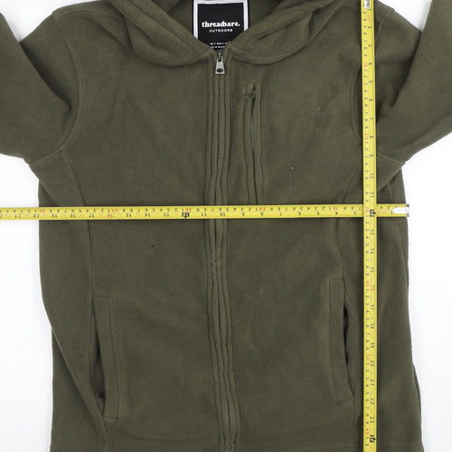 Threadbare Men's Green Fleece Hooded Full Zip Jacket Size S