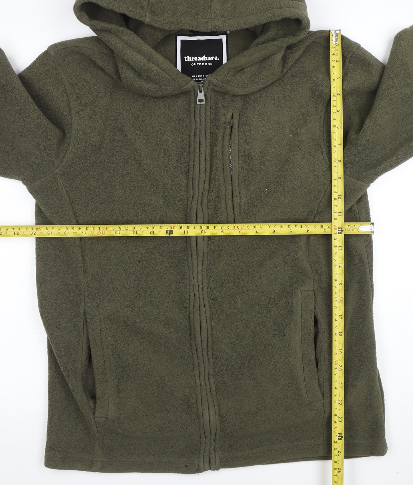 Threadbare Men's Green Fleece Hooded Full Zip Jacket Size S