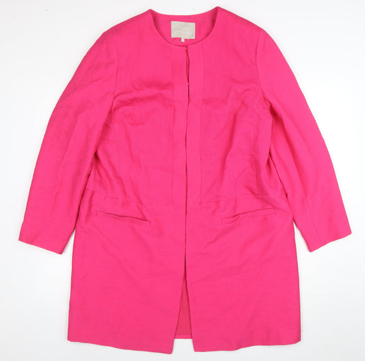 Fenn Wright Manson Women's Pink Size 18 Tailored Woven Long Blazer Jacket