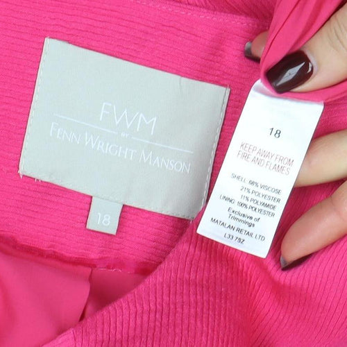 Fenn Wright Manson Women's Pink Size 18 Tailored Woven Long Blazer Jacket
