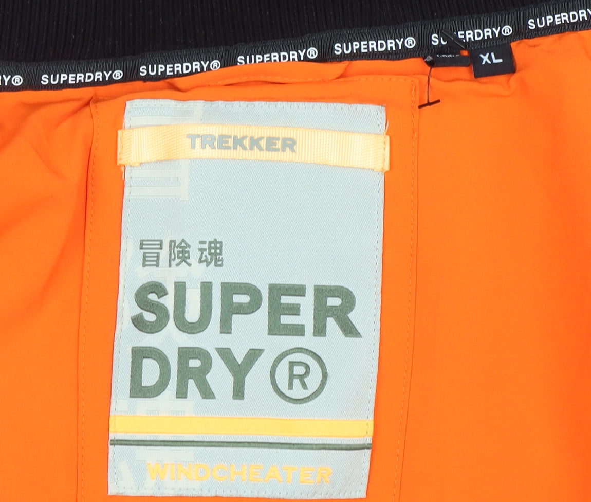 Superdry Men’s Orange XL Windcheater Softshell Jacket Hooded Windproof