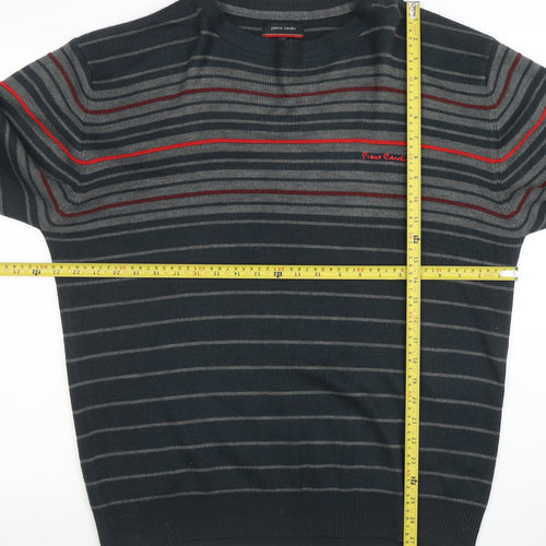 Pierre Cardin Men’s Black Striped Crew Neck Pullover Jumper XL