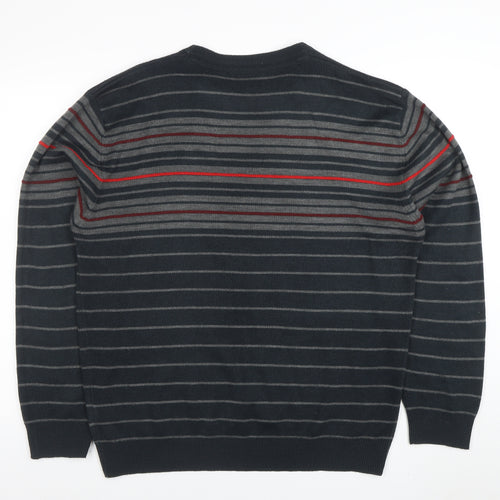 Pierre Cardin Men’s Black Striped Crew Neck Pullover Jumper XL