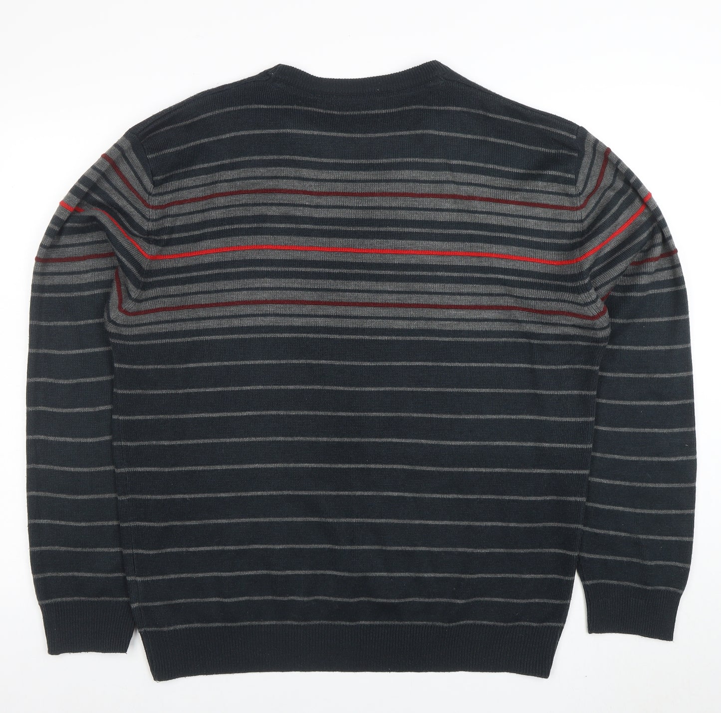 Pierre Cardin Men’s Black Striped Crew Neck Pullover Jumper XL