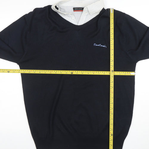 Pierre Cardin Men’s Black Long Sleeve V-Neck Knit Polo XL