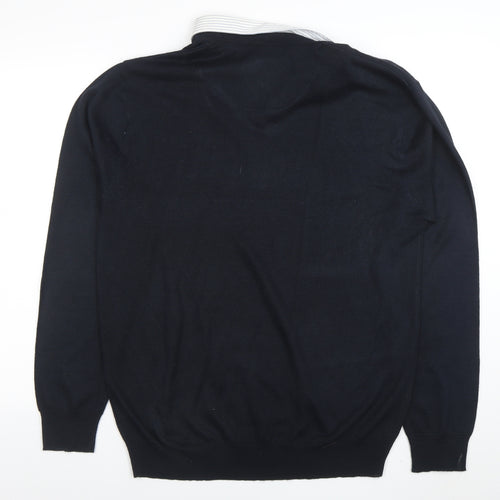 Pierre Cardin Men’s Black Long Sleeve V-Neck Knit Polo XL