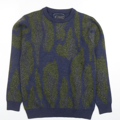 VDOT JEANS Couture Women's Blue Camouflage Merino Wool Jumper M