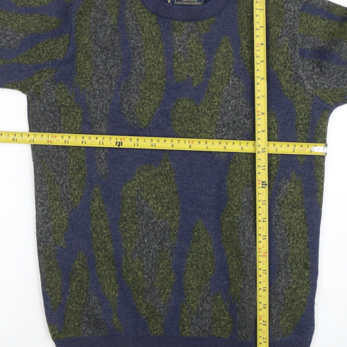 VDOT JEANS Couture Women's Blue Camouflage Merino Wool Jumper M
