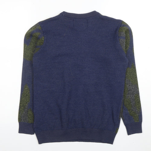 VDOT JEANS Couture Women's Blue Camouflage Merino Wool Jumper M