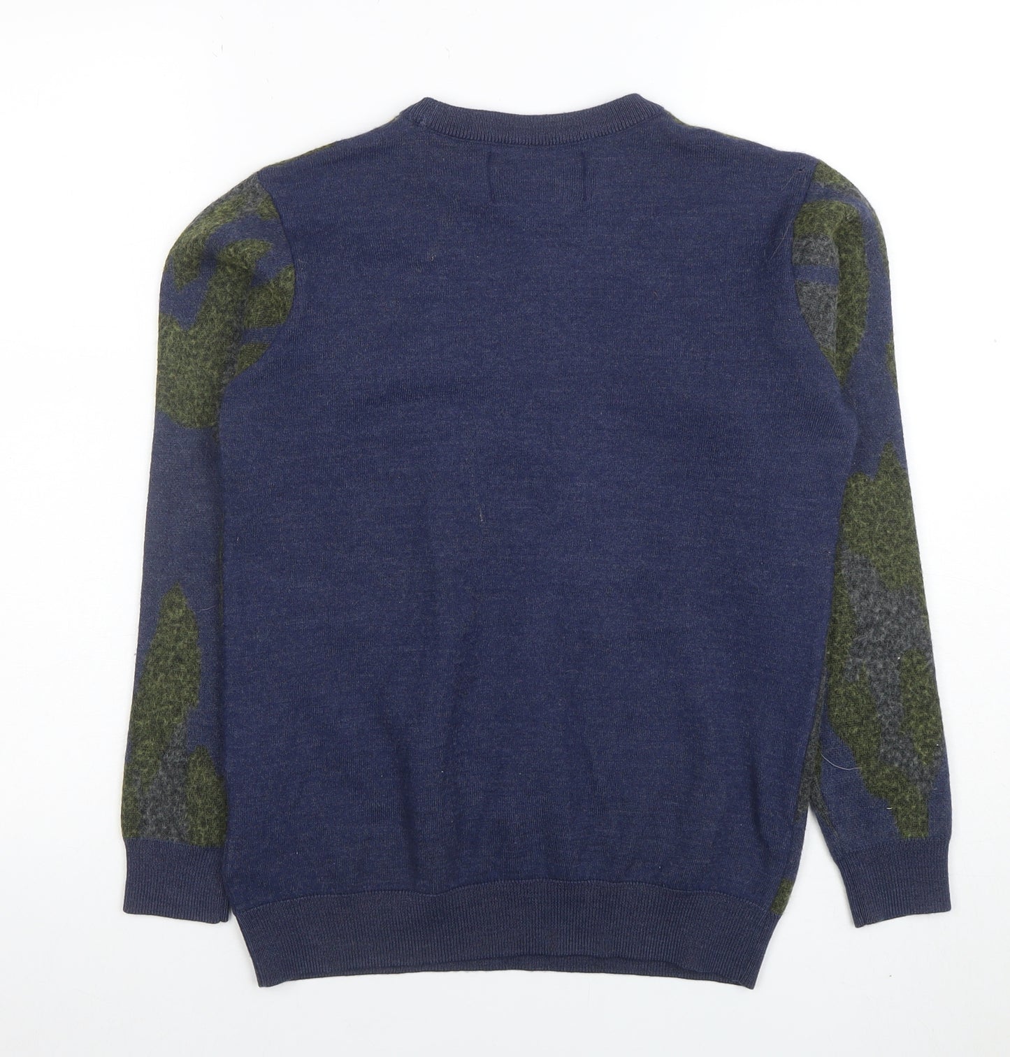 VDOT JEANS Couture Women's Blue Camouflage Merino Wool Jumper M