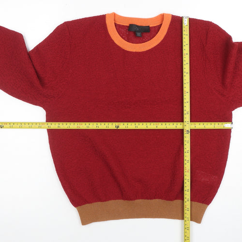Zara Women Red Crew Neck Knitted Jumper M Wool Blend Long Sleeve Classic Fit
