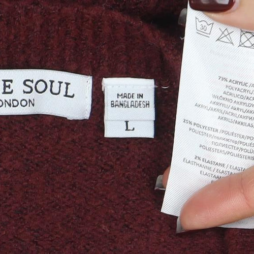 Brave Soul Women's Red Crew Neck Button Cardigan Size L