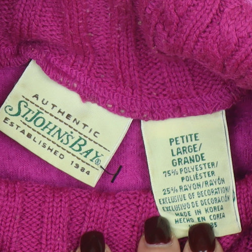 St. John's Bay Women's Pink Petite Large Pullover Cowl Neck Sweatshirt