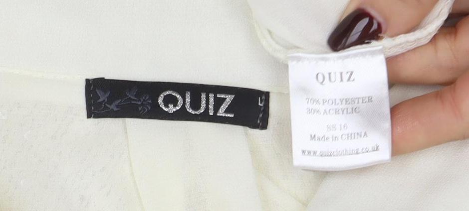 Quiz Womens Ivory Collared Sequin Knit Long Sleeve Pullover Jumper Size 16