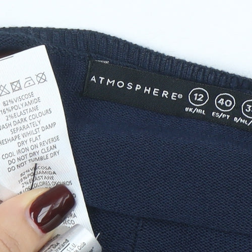 Atmosphere Women's Blue Long Sleeve Knit Blouse Size 12