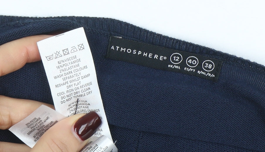 Atmosphere Women's Blue Long Sleeve Knit Blouse Size 12