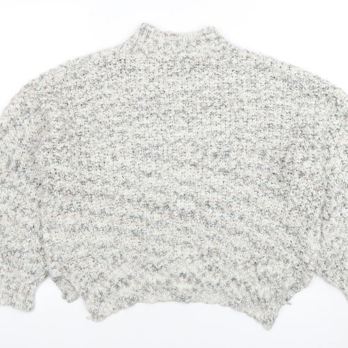 Woven Heart Women’s Grey Chunky Knit Mock Neck Pullover Jumper Size M