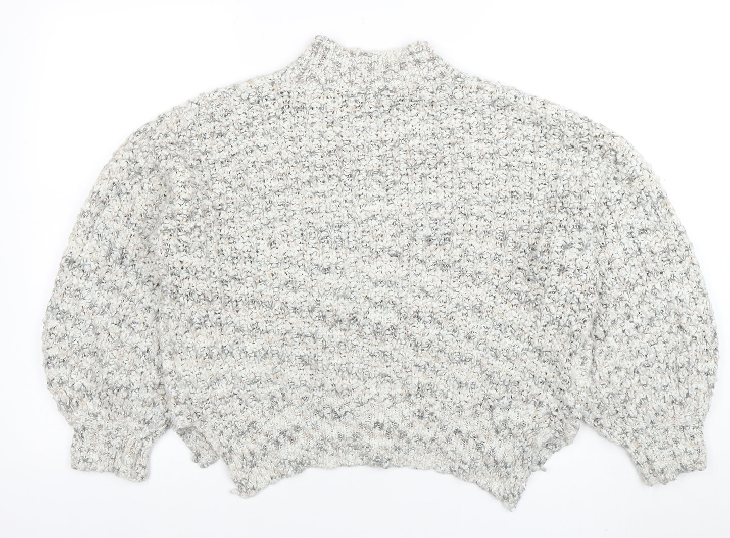 Woven Heart Women’s Grey Chunky Knit Mock Neck Pullover Jumper Size M