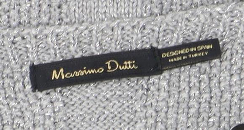 Massimo Dutti Women’s Grey V-Neck Knit Pullover Jumper M