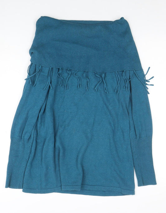 Marble Womens Blue Boat Neck Long Sleeve Cotton Pullover Jumper Size L