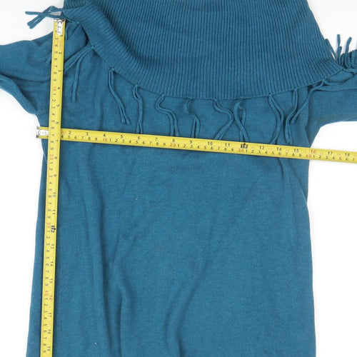Marble Womens Blue Boat Neck Long Sleeve Cotton Pullover Jumper Size L