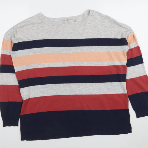 Oasis Women’s Multicoloured Striped Crew Neck Jumper Size M