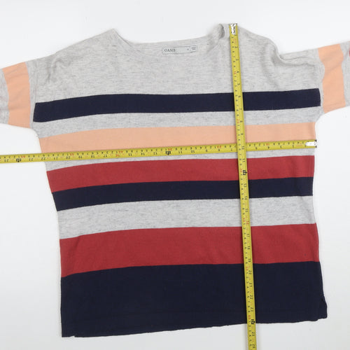 Oasis Women’s Multicoloured Striped Crew Neck Jumper Size M