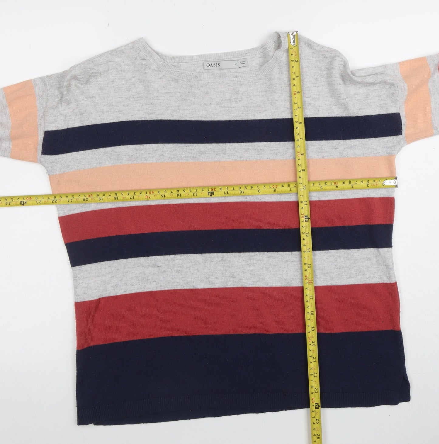 Oasis Women’s Multicoloured Striped Crew Neck Jumper Size M