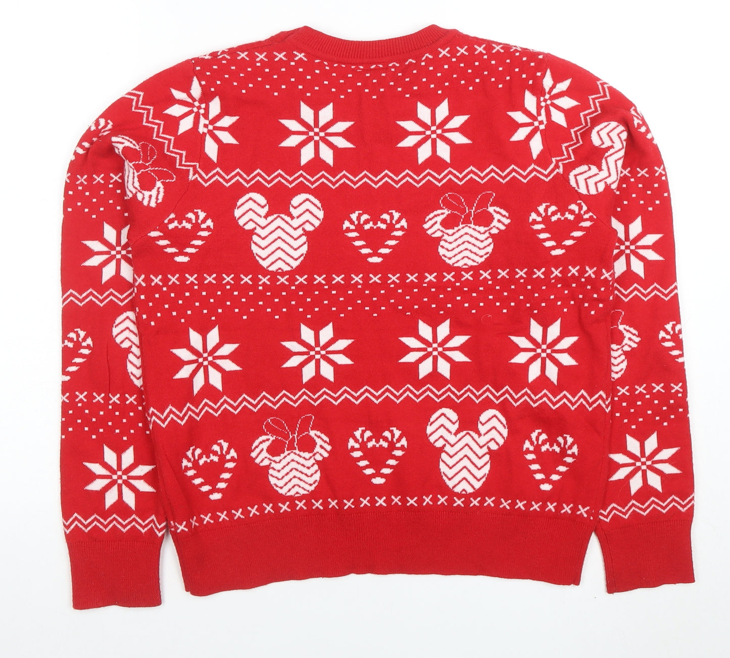 Disney Womens Red Christmas Mickey Mouse Pullover Jumper Size M