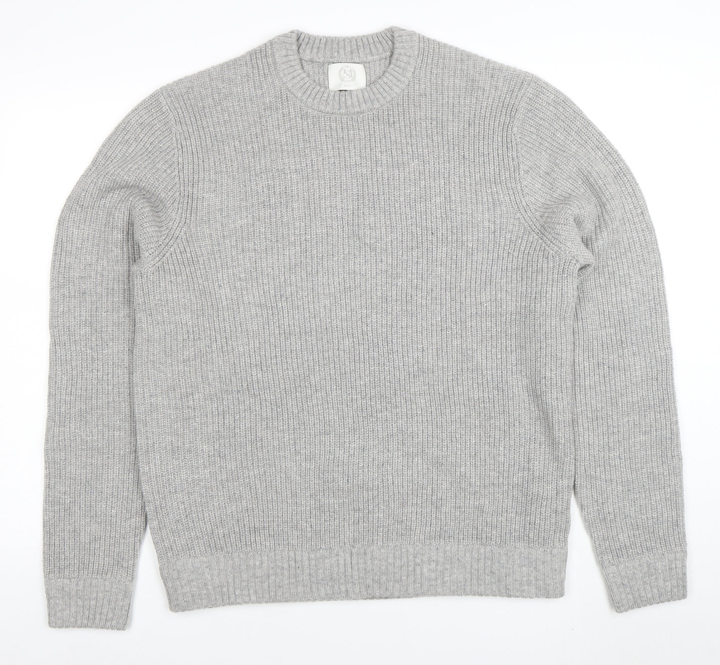 Marks and Spencer Mens Grey Lambswool Blend Crew Neck Jumper L