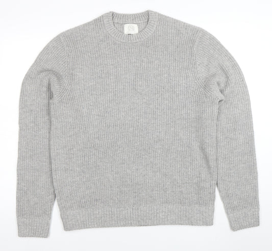 Marks and Spencer Mens Grey Lambswool Blend Crew Neck Jumper L