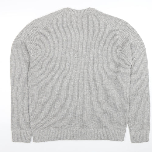 Marks and Spencer Mens Grey Lambswool Blend Crew Neck Jumper L