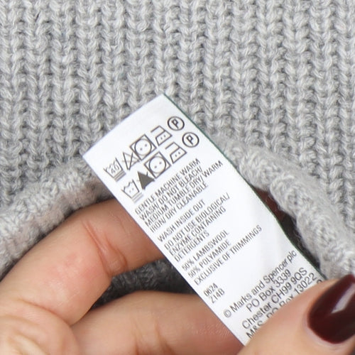 Marks and Spencer Mens Grey Lambswool Blend Crew Neck Jumper L