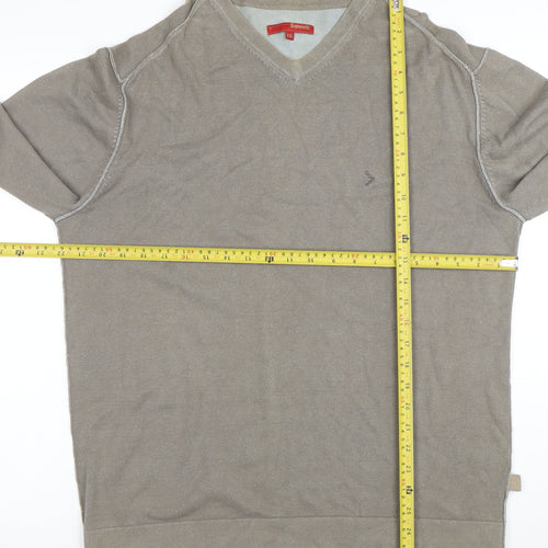 Sonneti Men’s Brown V-Neck Cotton Blend Jumper 2XL Casual Knit