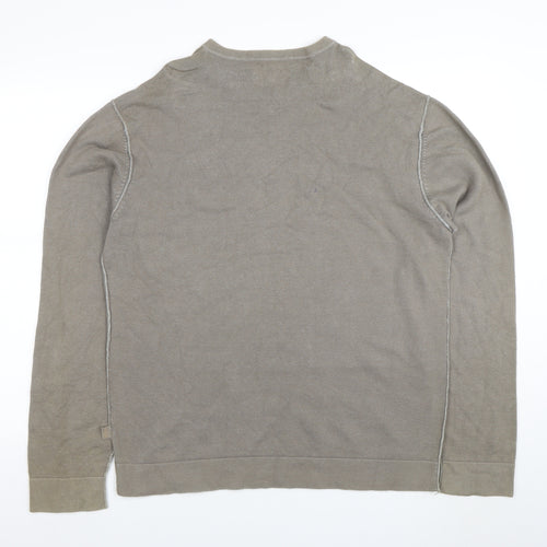 Sonneti Men’s Brown V-Neck Cotton Blend Jumper 2XL Casual Knit