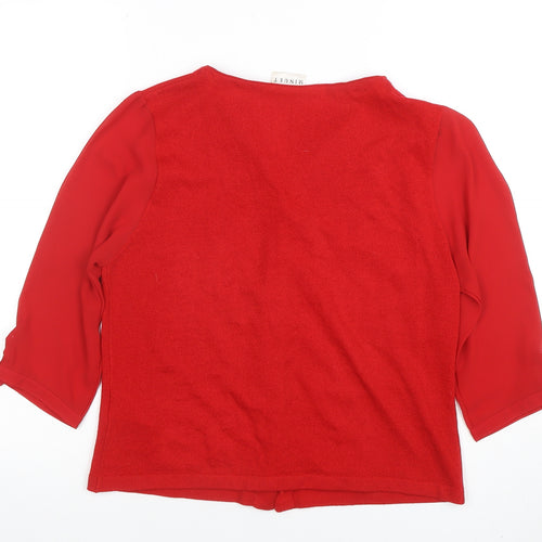 Minuet Women Red Size 14 Collared Button Cardigan