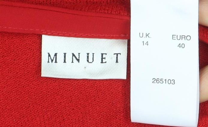 Minuet Women Red Size 14 Collared Button Cardigan
