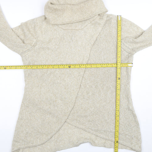 Apricot Women Beige Roll Neck Long Sleeve Knit Jumper Size 14