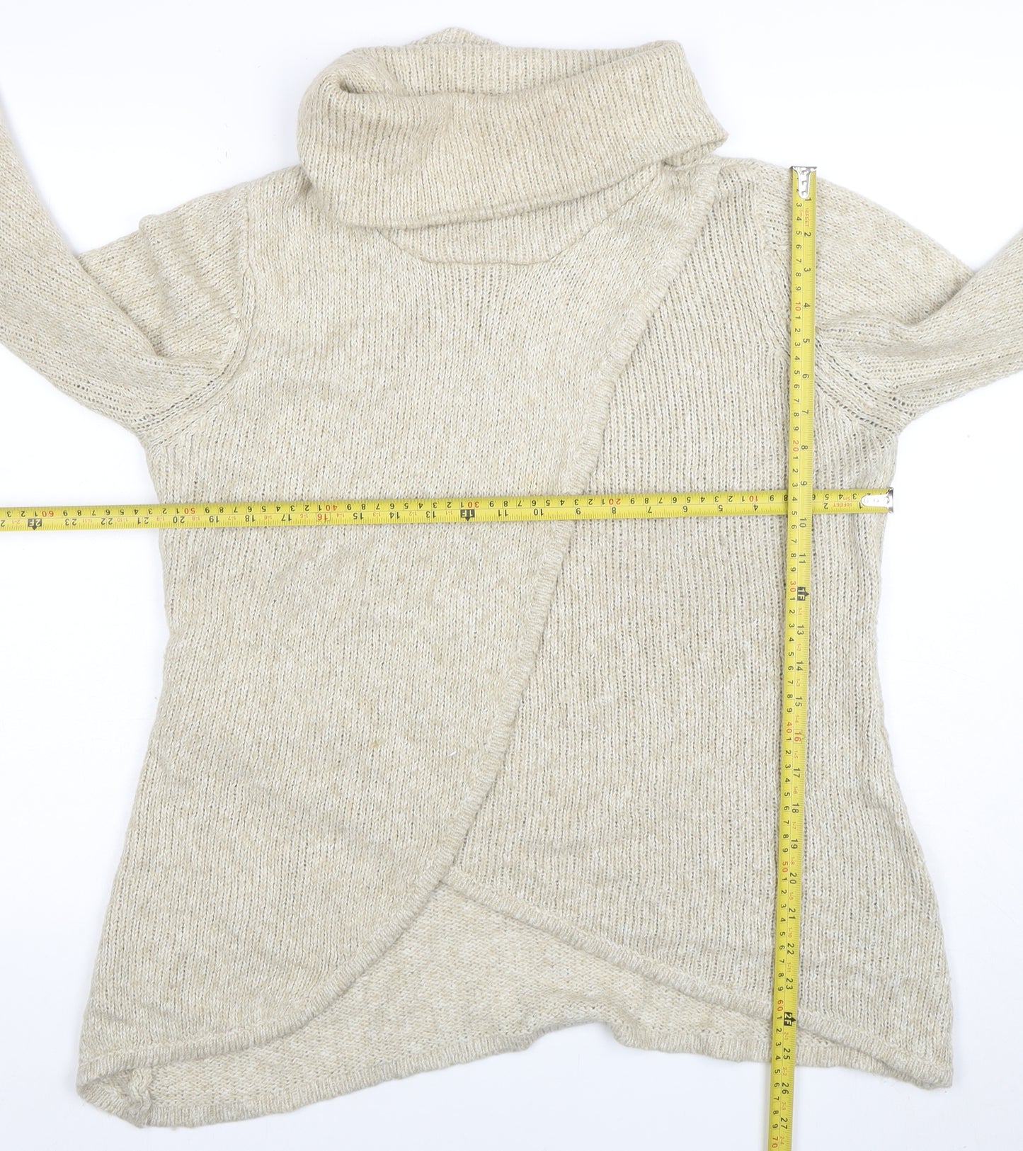 Apricot Women Beige Roll Neck Long Sleeve Knit Jumper Size 14