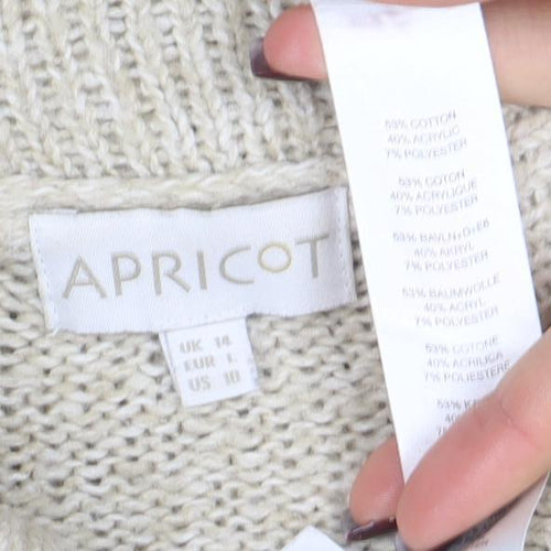 Apricot Women Beige Roll Neck Long Sleeve Knit Jumper Size 14