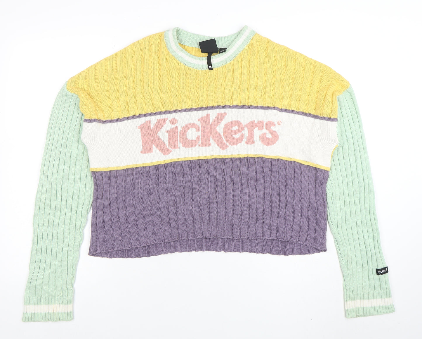 Kickers Womens Multicoloured XS Ribbed Logo Crew Neck Jumper