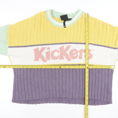Kickers Womens Multicoloured XS Ribbed Logo Crew Neck Jumper