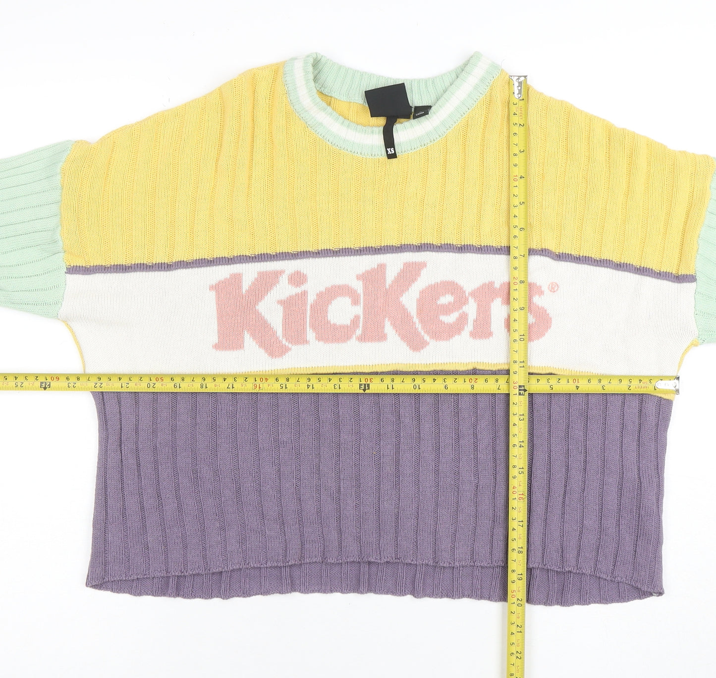 Kickers Womens Multicoloured XS Ribbed Logo Crew Neck Jumper