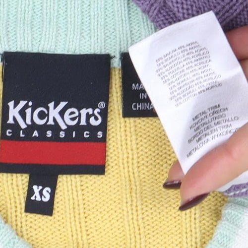 Kickers Womens Multicoloured XS Ribbed Logo Crew Neck Jumper