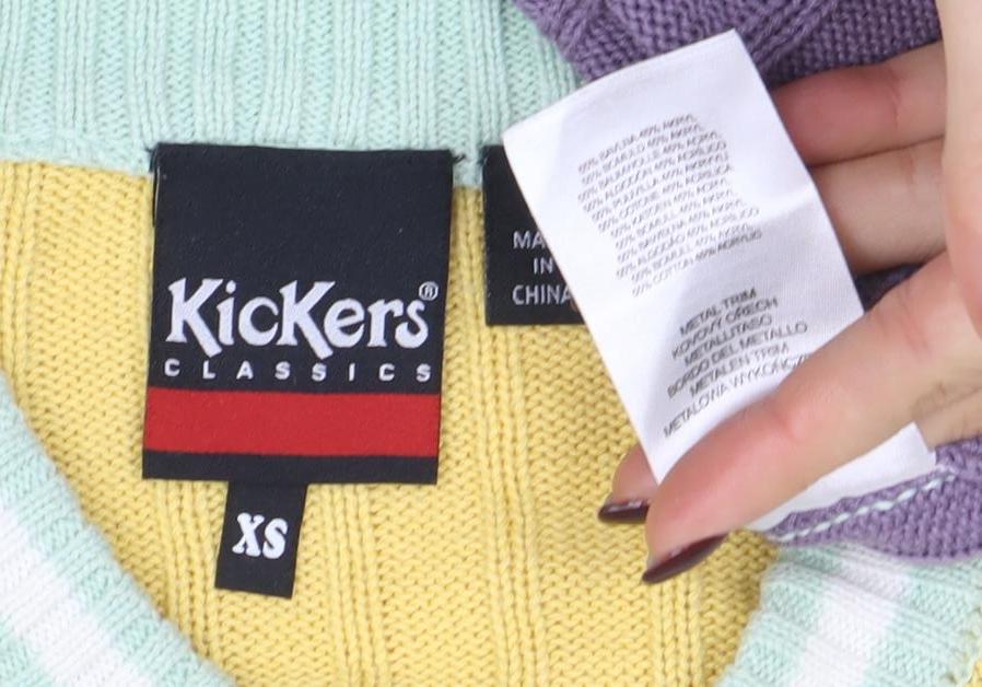 Kickers Womens Multicoloured XS Ribbed Logo Crew Neck Jumper