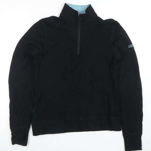 Kathmandu Women Black Merino Wool 1/2 Zip Pullover Hoodie Size 12