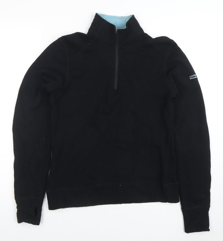 Kathmandu Women Black Merino Wool 1/2 Zip Pullover Hoodie Size 12