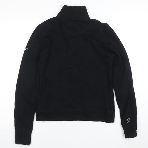 Kathmandu Women Black Merino Wool 1/2 Zip Pullover Hoodie Size 12