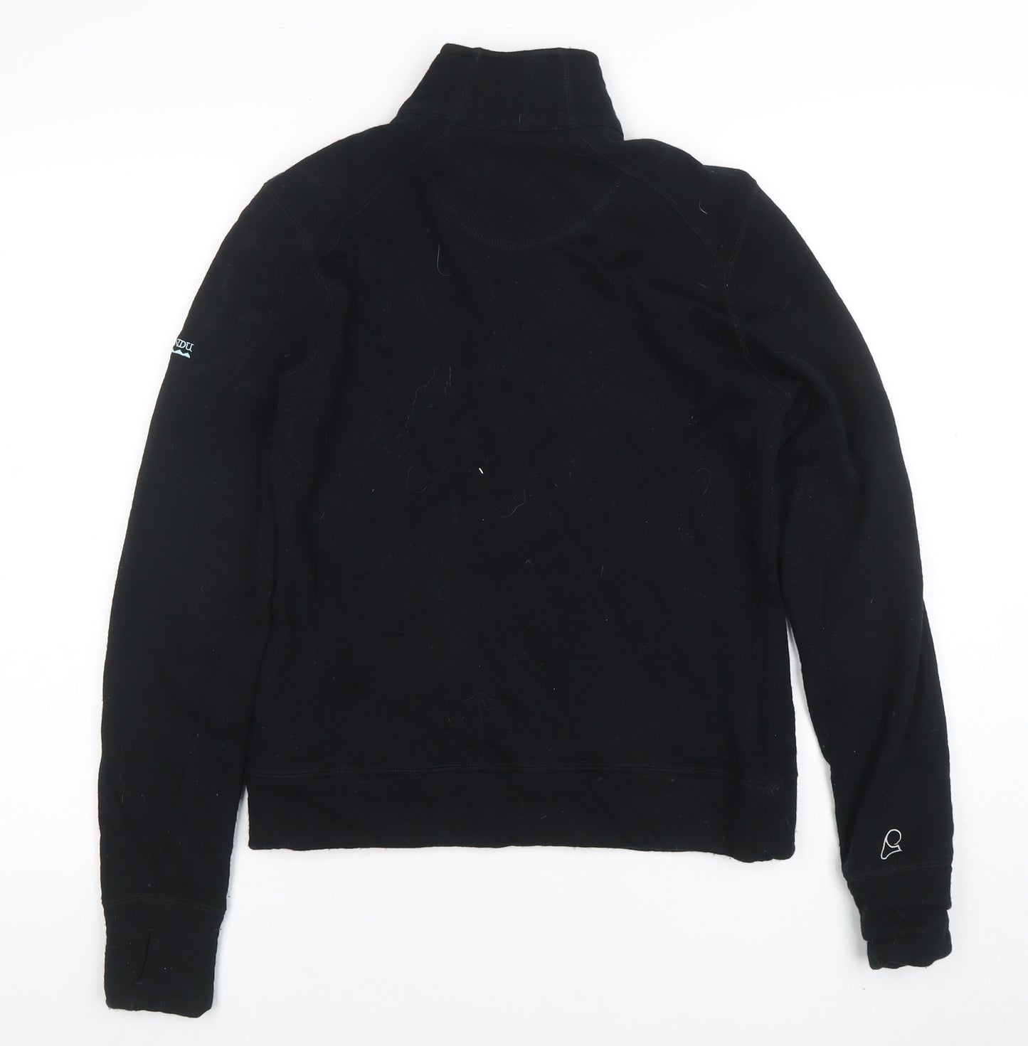 Kathmandu Women Black Merino Wool 1/2 Zip Pullover Hoodie Size 12