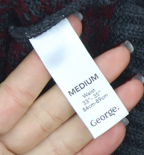 George Men's Grey Geometric Knit Acrylic Pullover Jumper Medium